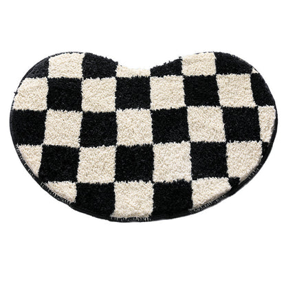 Rynx | Sweet Love Checkered Bath Mat, Heart-Shaped Bathroom Rug