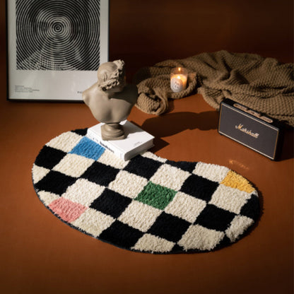 Rynx | Sweet Love Checkered Bath Mat, Heart-Shaped Bathroom Rug