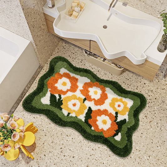 Rynx | Beautiful flower bath mat, Sweet floral bathroom rug, Multiple sizes available