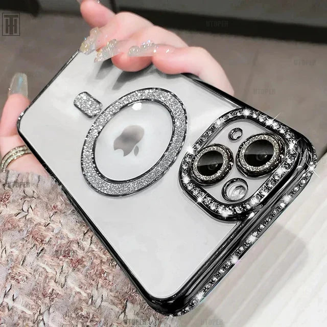 RYNX | Luxury Crystal Diamond Clear Case For Iphone 15 11 12 13 14 Pro Max Plus Bling Sparkling Magsafe Magnetic Wireless Charging Cover