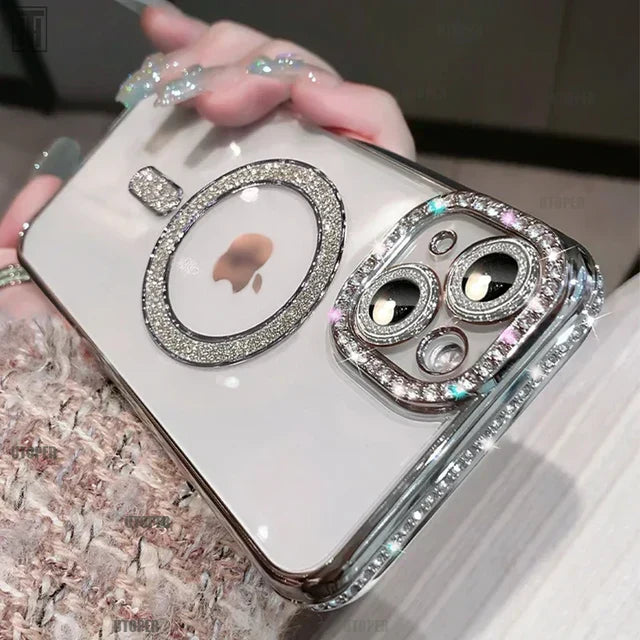 RYNX | Luxury Crystal Diamond Clear Case For Iphone 15 11 12 13 14 Pro Max Plus Bling Sparkling Magsafe Magnetic Wireless Charging Cover