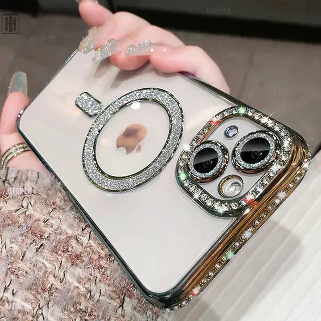 RYNX | Luxury Crystal Diamond Clear Case For Iphone 15 11 12 13 14 Pro Max Plus Bling Sparkling Magsafe Magnetic Wireless Charging Cover