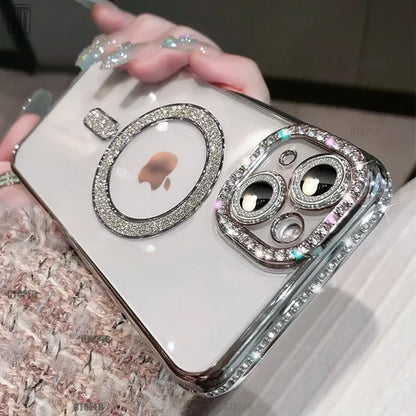RYNX | Luxury Crystal Diamond Clear Case For Iphone 15 11 12 13 14 Pro Max Plus Bling Sparkling Magsafe Magnetic Wireless Charging Cover