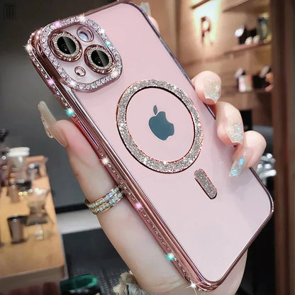 RYNX | Luxury Crystal Diamond Clear Case For Iphone 15 11 12 13 14 Pro Max Plus Bling Sparkling Magsafe Magnetic Wireless Charging Cover