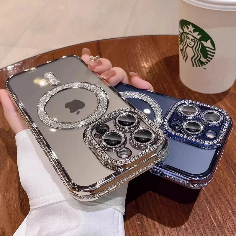 RYNX | Luxury Crystal Diamond Clear Case For Iphone 15 11 12 13 14 Pro Max Plus Bling Sparkling Magsafe Magnetic Wireless Charging Cover
