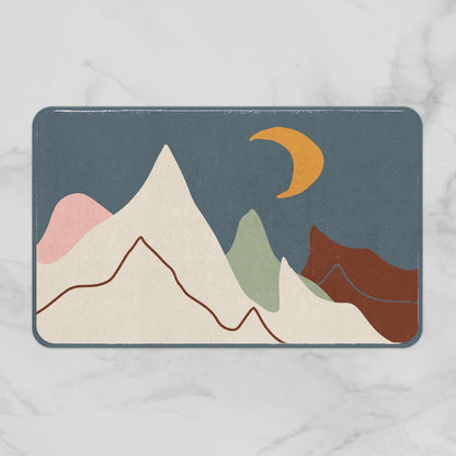Rynx | Abstract Mountains and Moon Bath Mat