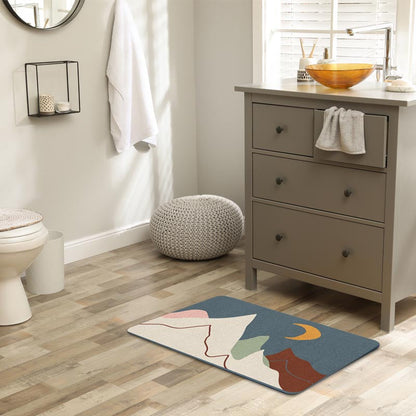 Rynx | Abstract Mountains and Moon Bath Mat