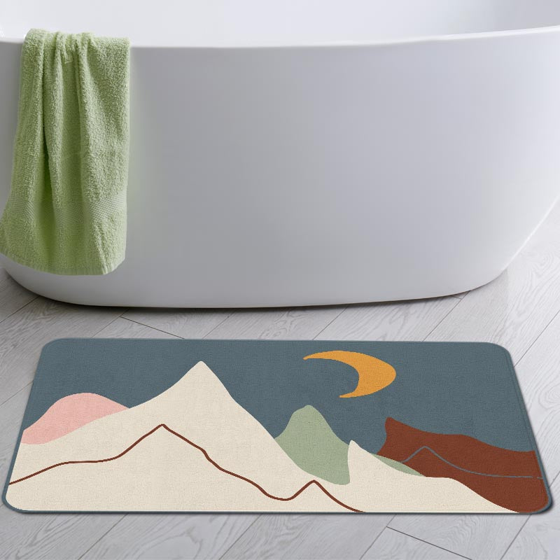 Rynx | Abstract Mountains and Moon Bath Mat
