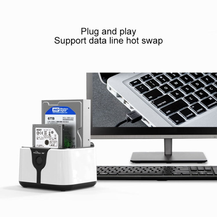 Rynx | Blueendless 2.5 / 3.5 inch SATA USB 3.0 2 Bay Hard Drive Dock (US Plug)