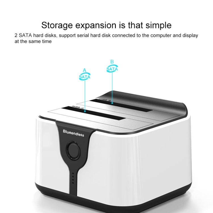 Rynx | Blueendless 2.5 / 3.5 inch SATA USB 3.0 2 Bay Hard Drive Dock (US Plug)