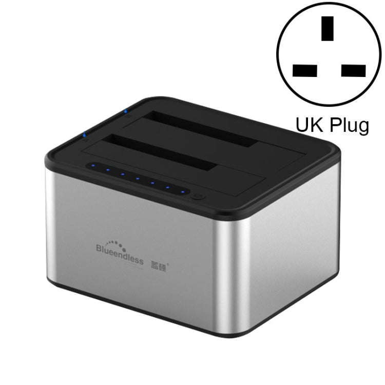 Rynx | Blueendless 2.5 / 3.5 Inch SATA USB 3.0 2 Bay Offline Copy Hard Drive Dock (UK Plug)