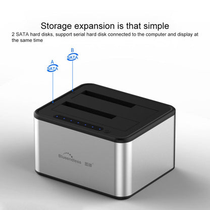 Rynx | Blueendless 2.5 / 3.5 Inch SATA USB 3.0 2 Bay Offline Copy Hard Drive Dock (UK Plug)