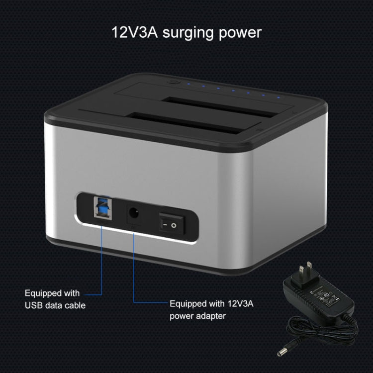 Rynx | Blueendless 2.5 / 3.5 Inch SATA USB 3.0 2 Bay Offline Copy Hard Drive Dock (UK Plug)