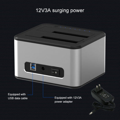 Rynx | Blueendless 2.5 / 3.5 Inch SATA USB 3.0 2 Bay Offline Copy Hard Drive Dock (UK Plug)