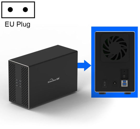 Rynx | Blueendless USB-B interface 3.5 inch 2-bay RAID combination array HDD external enclosure (EU plug)