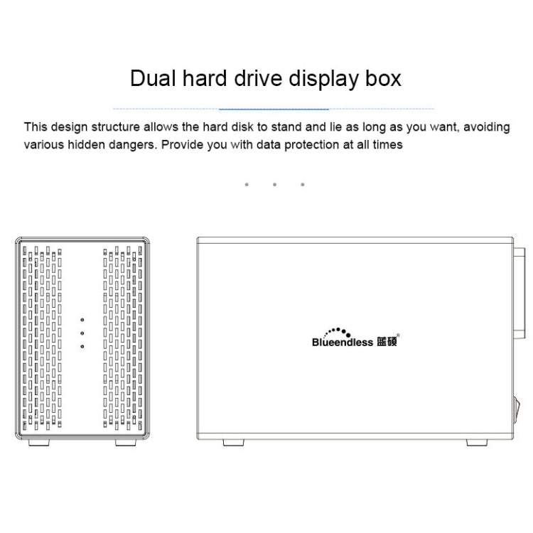 Rynx | Blueendless USB-B interface 3.5 inch 2-bay RAID combination array HDD external enclosure (EU plug)