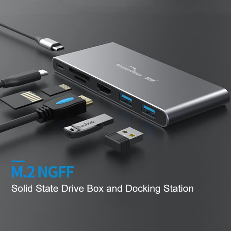 Rynx | Blueendless 6 In 1 Multifunction Type-C / USB-C HUB Expansion Dock M.2 NGFF Solid State Drive