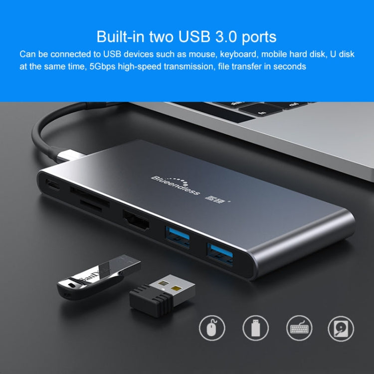 Rynx | Blueendless 6 In 1 Multifunction Type-C / USB-C HUB Expansion Dock M.2 NGFF Solid State Drive