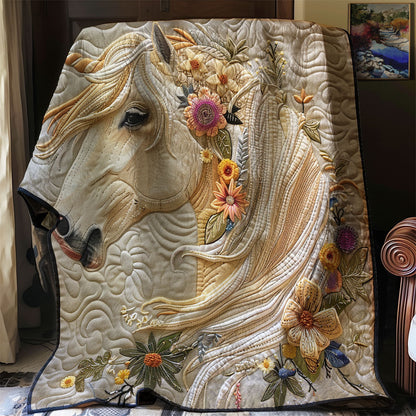 Rynx | Flower Beige Horse Quilted Blanket