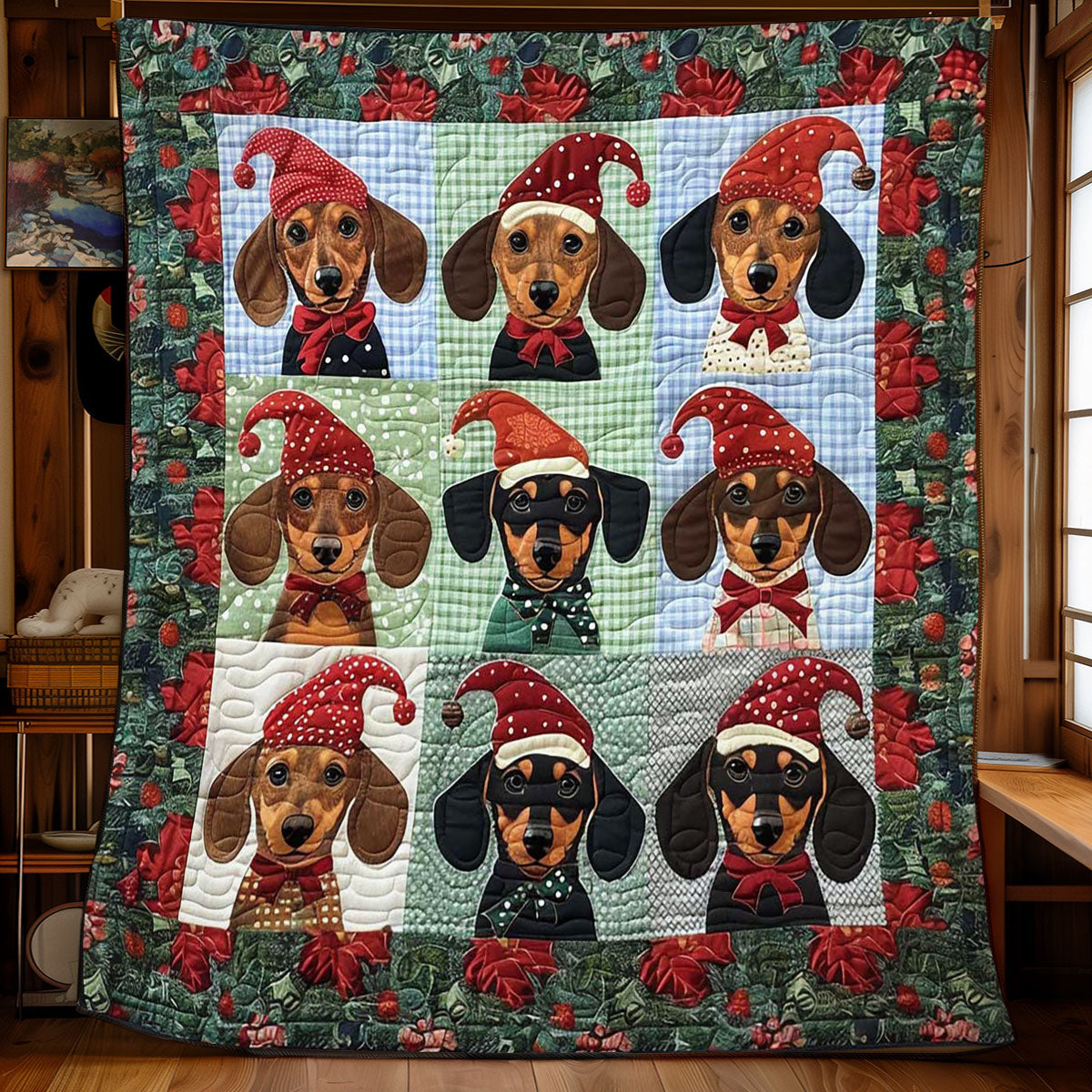 Rynx | Snow-covered Dachshund Quilt
