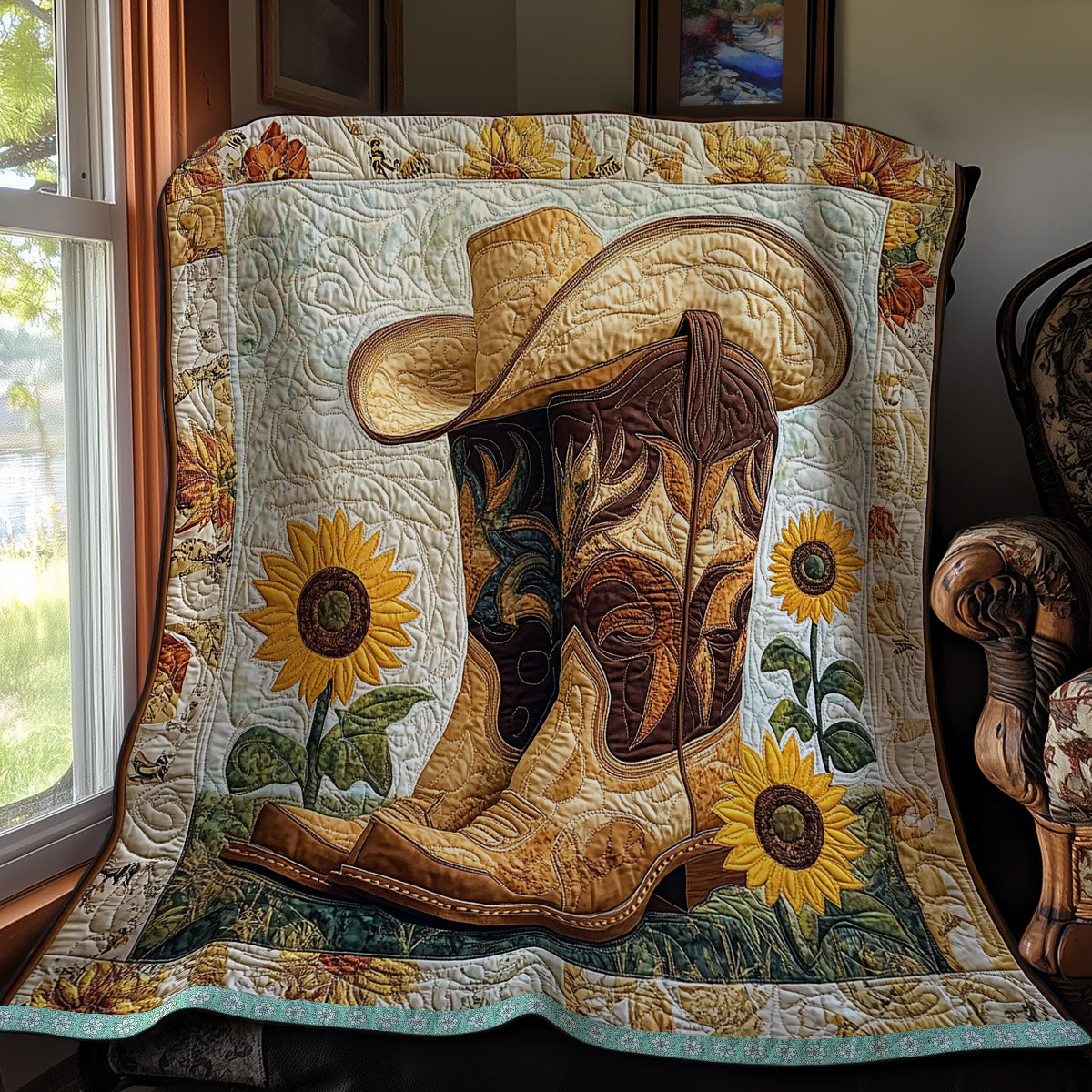 Rynx | Cowboy Boots and Sunflower Quilt