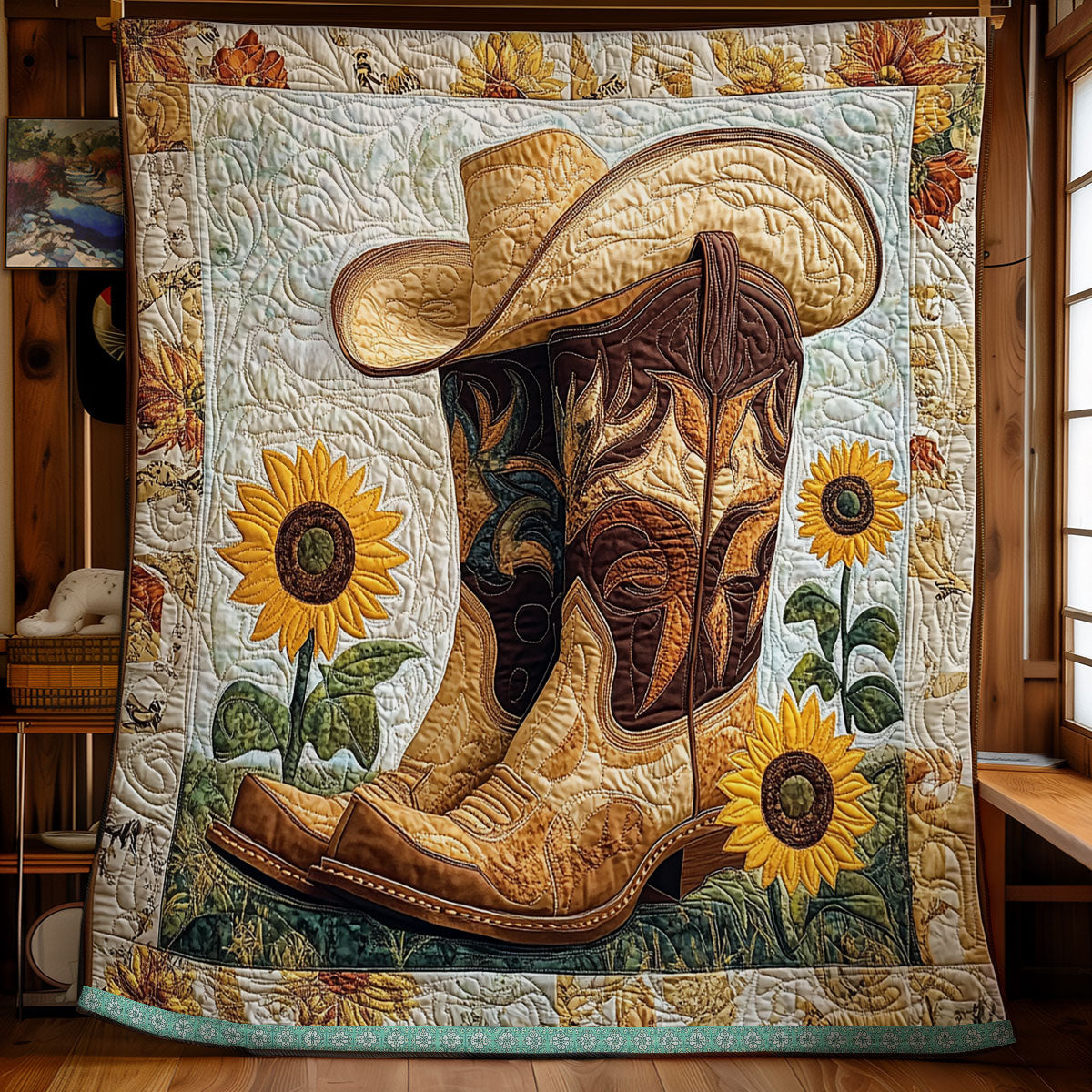 Rynx | Cowboy Boots and Sunflower Quilt