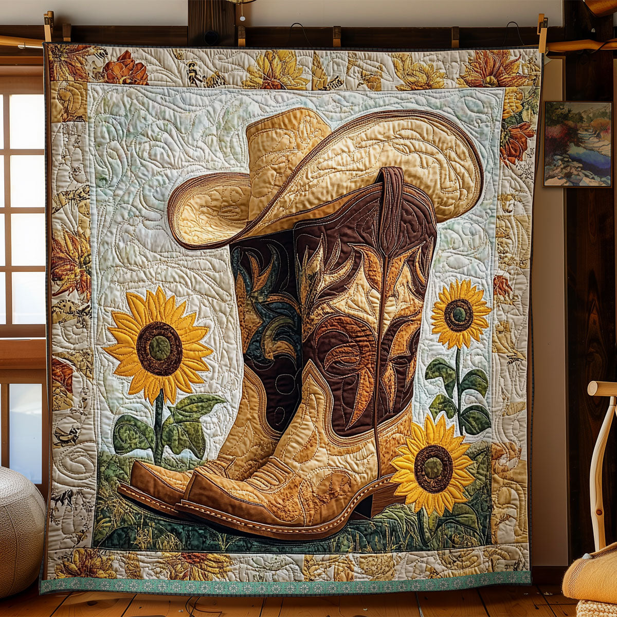 Rynx | Cowboy Boots and Sunflower Quilt