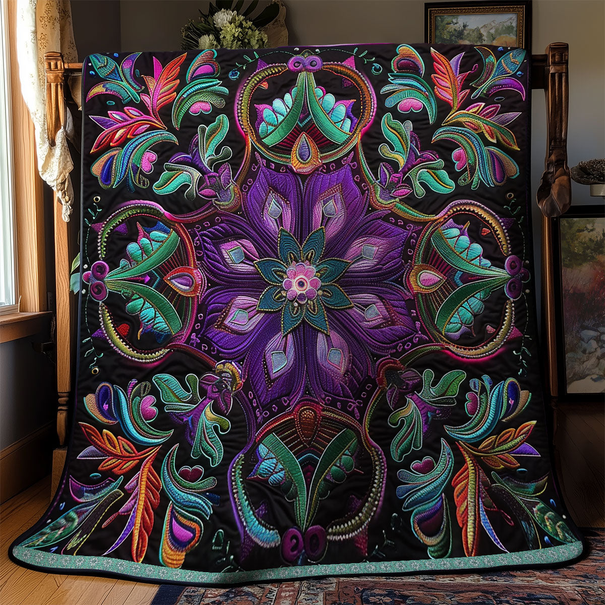 Rynx | Purple and Teal Flower Quilt