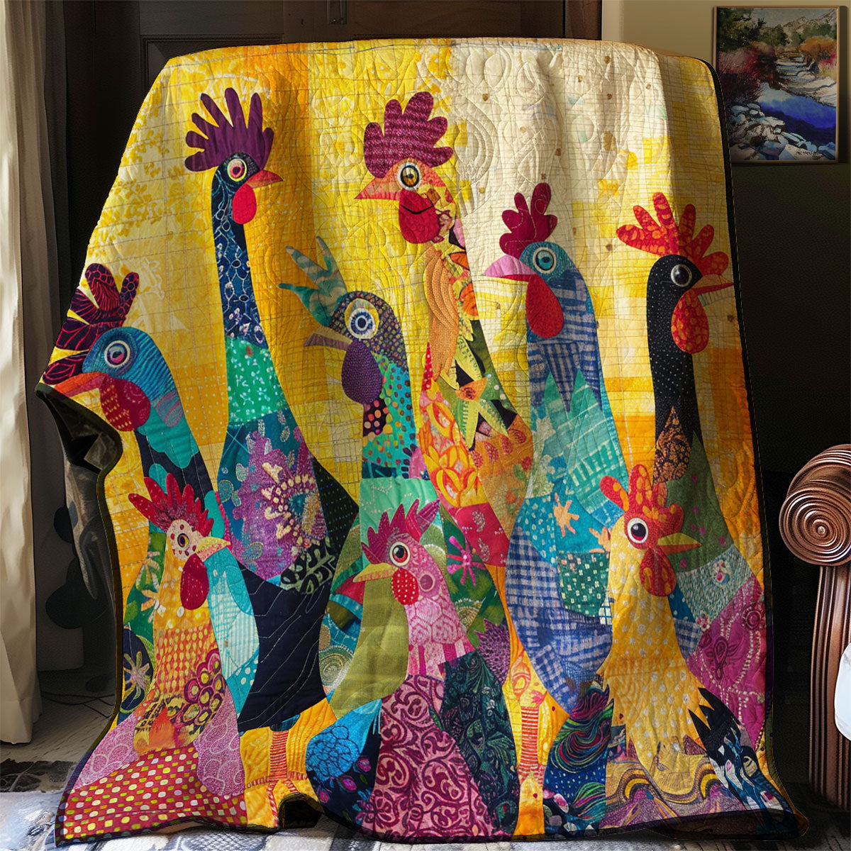 Rynx | Abstract Yellow Chicken Quilt