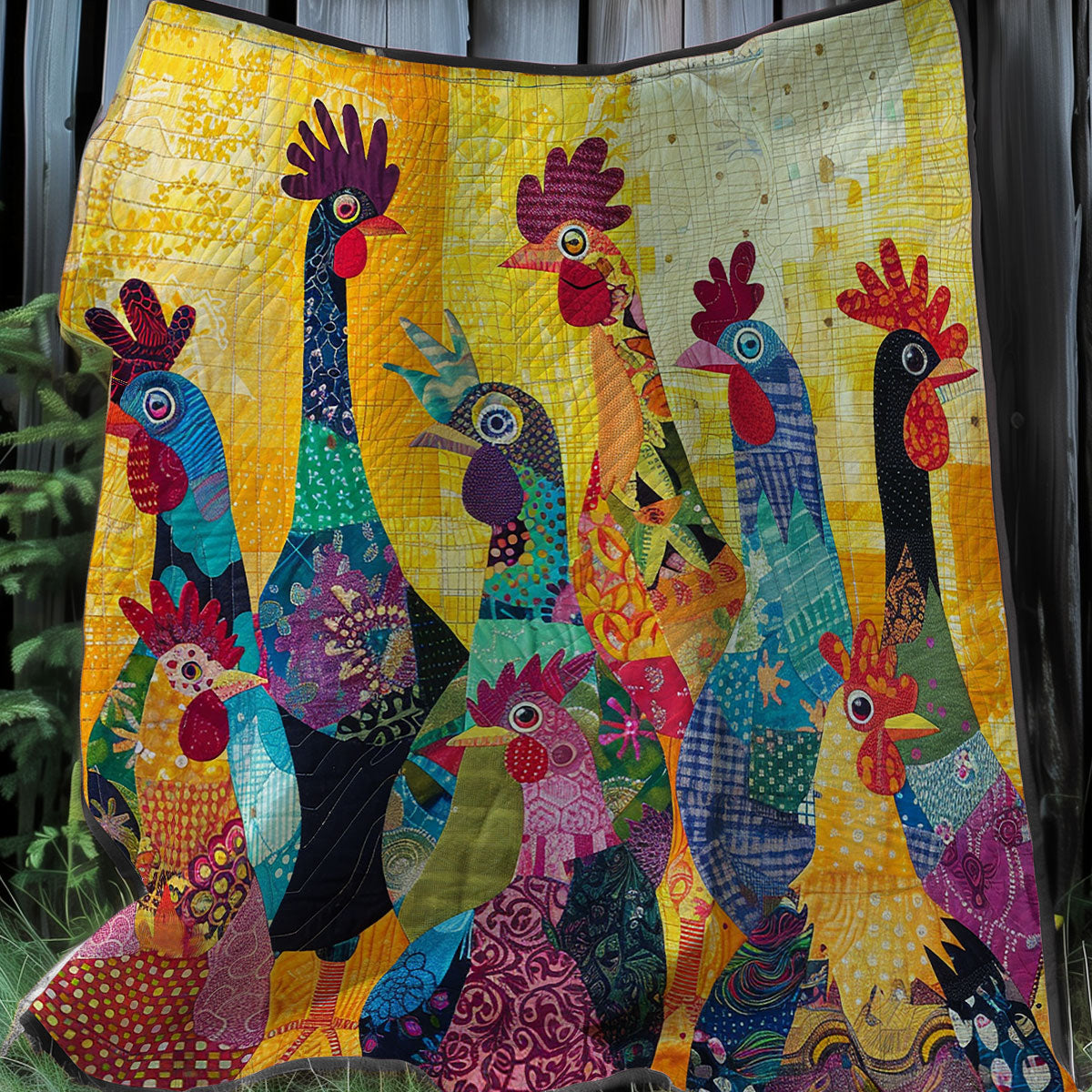 Rynx | Abstract Yellow Chicken Quilt