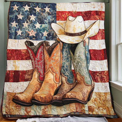 Rynx | Cowboy boots and American flag quilt
