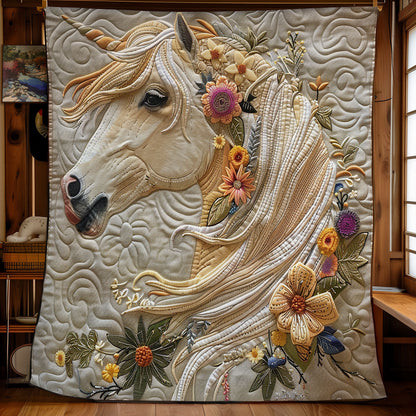 Rynx | Flower Beige Horse Quilted Blanket