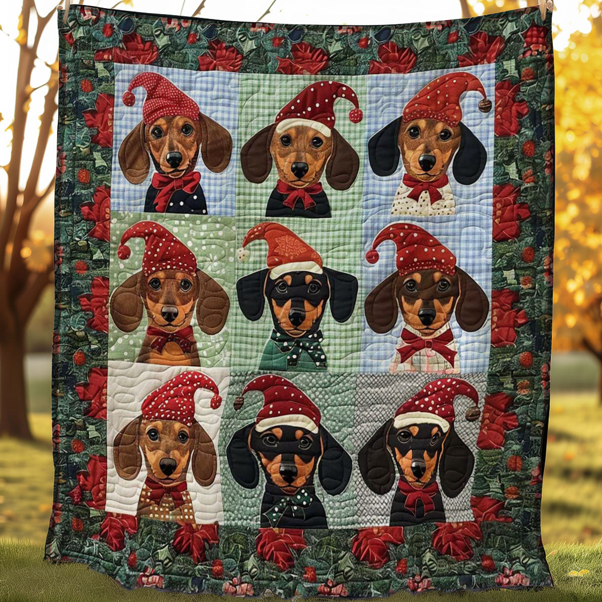 Rynx | Snow-covered Dachshund Quilt
