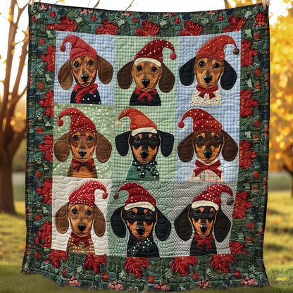 Rynx | Snow-covered Dachshund Quilt