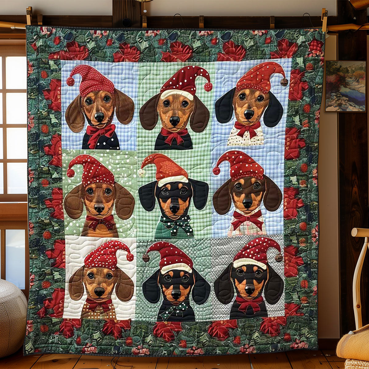 Rynx | Snow-covered Dachshund Quilt