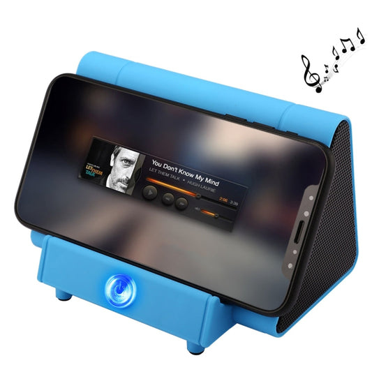 RYNX | Portable Phone Stand Wireless Induction Stereo Speaker, Support Hands-free Calls & AUX IN(Blue)