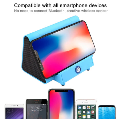 RYNX | Portable Phone Stand Wireless Induction Stereo Speaker, Support Hands-free Calls & AUX IN(Blue)