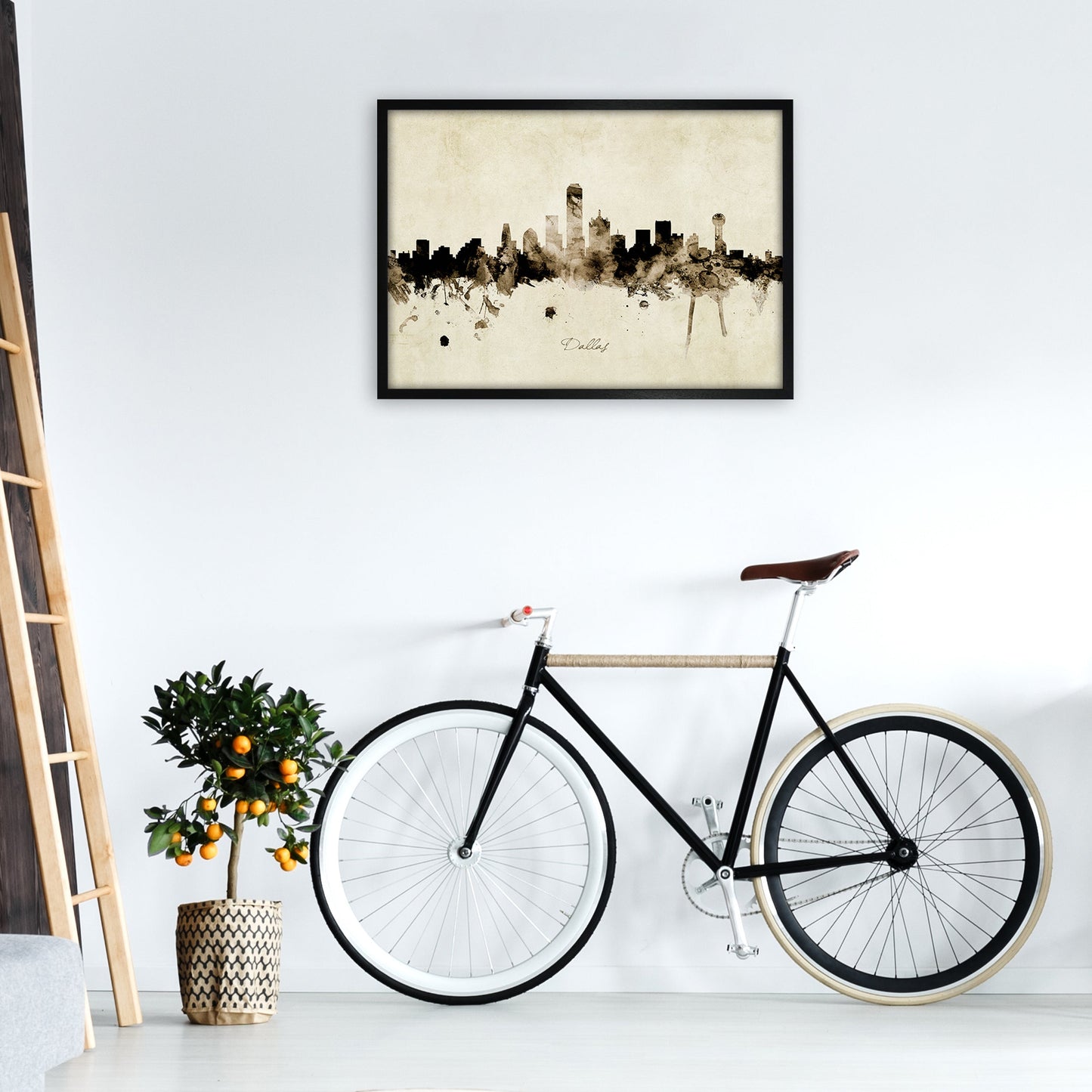 Rynx | Dallas Texas Skyline Vintage Art Print by Michael Tompsett