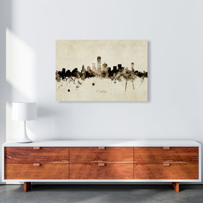 Rynx | Dallas Texas Skyline Vintage Art Print by Michael Tompsett
