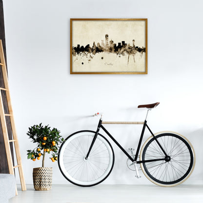 Rynx | Dallas Texas Skyline Vintage Art Print by Michael Tompsett