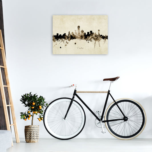 Rynx | Dallas Texas Skyline Vintage Art Print by Michael Tompsett