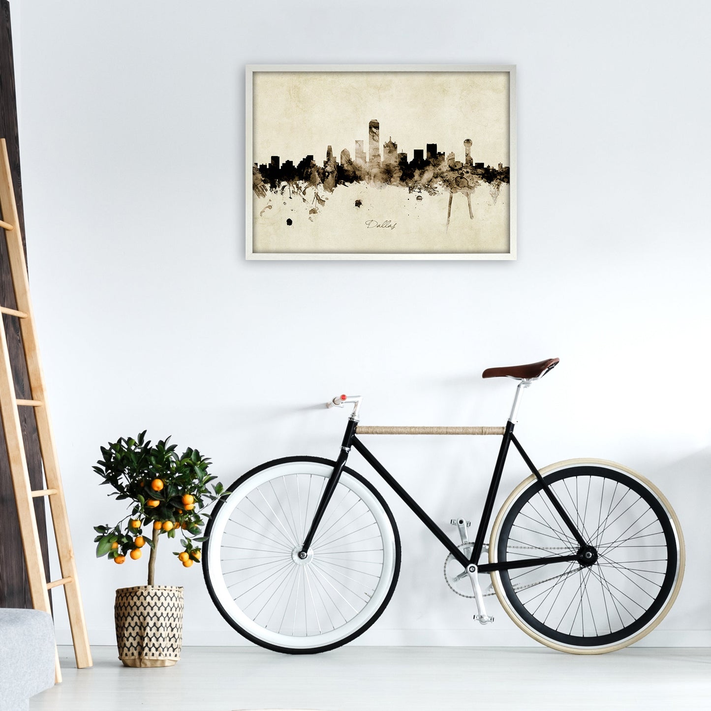Rynx | Dallas Texas Skyline Vintage Art Print by Michael Tompsett