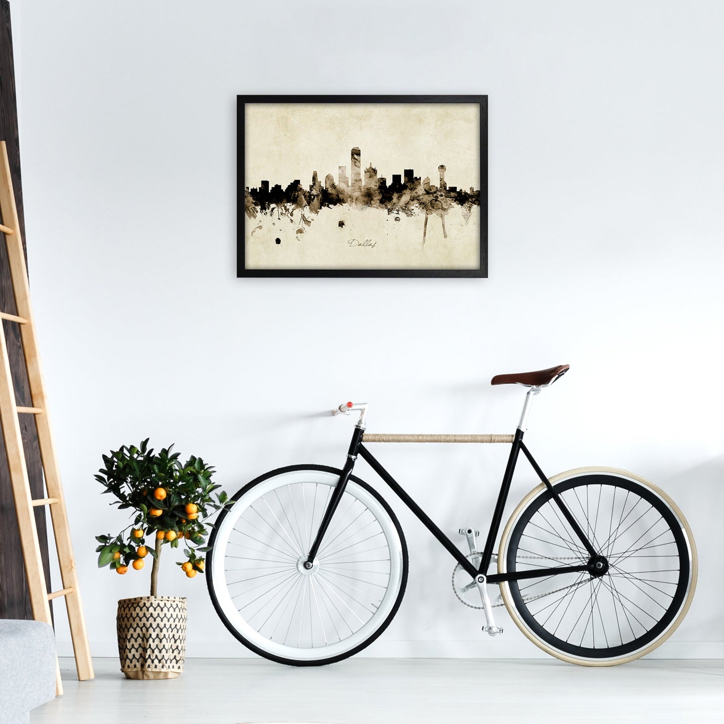 Rynx | Dallas Texas Skyline Vintage Art Print by Michael Tompsett