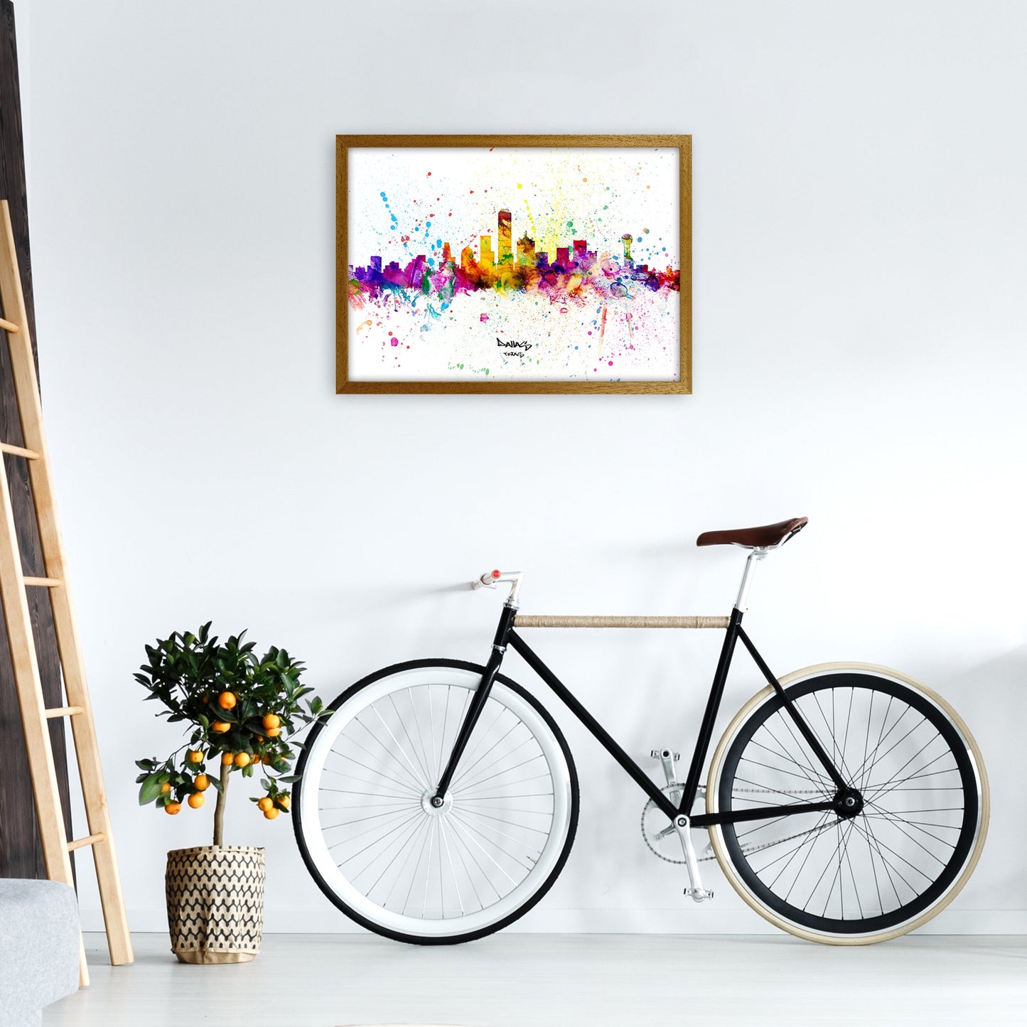 Rynx | Dallas Texas Skyline Splash Art Print by Michael Tompsett