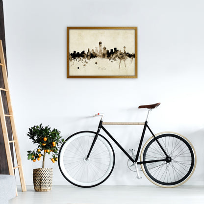 Rynx | Dallas Texas Skyline Vintage Art Print by Michael Tompsett