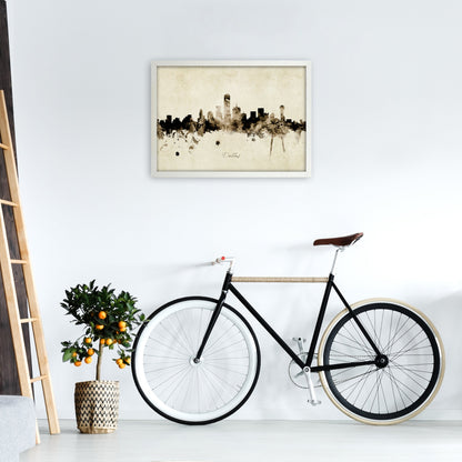 Rynx | Dallas Texas Skyline Vintage Art Print by Michael Tompsett