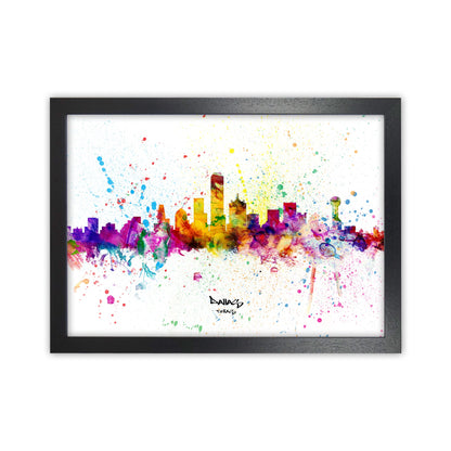 Rynx | Dallas Texas Skyline Splash Art Print by Michael Tompsett