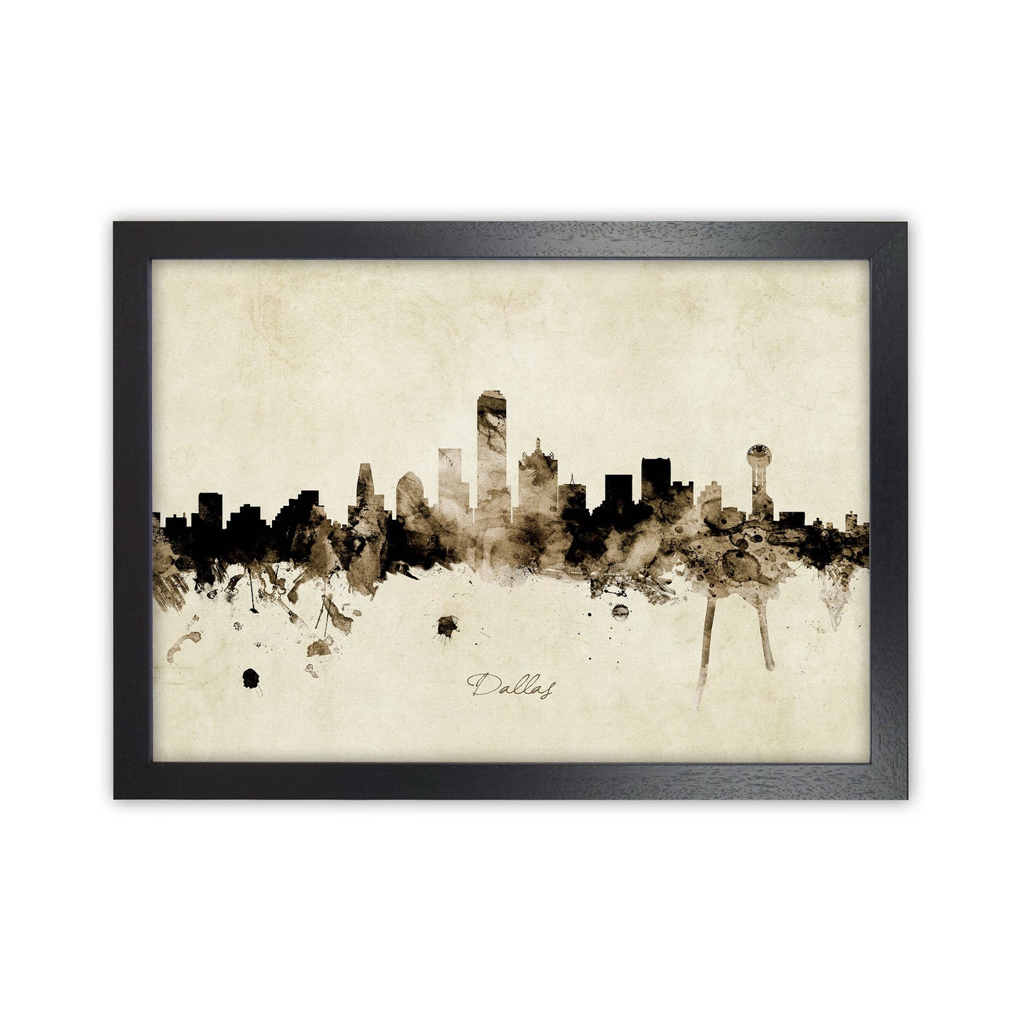 Rynx | Dallas Texas Skyline Vintage Art Print by Michael Tompsett