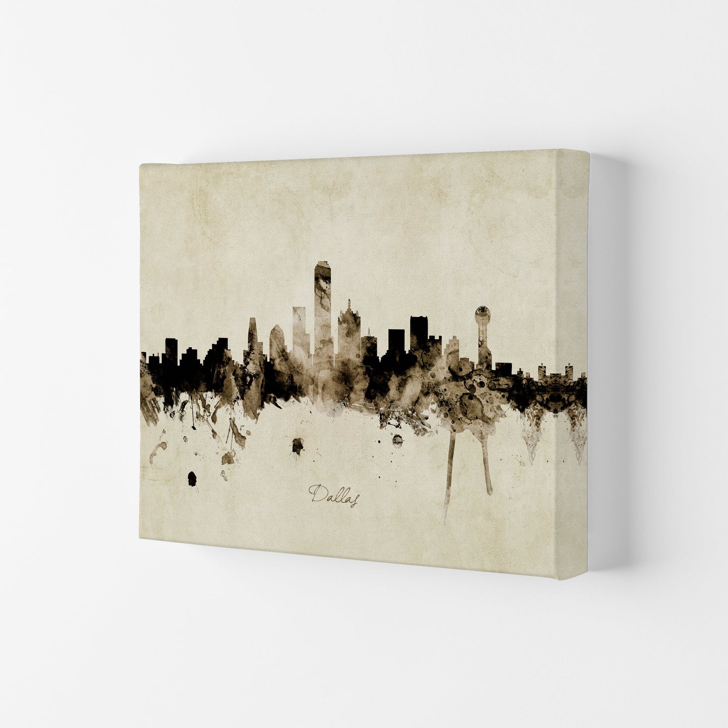Rynx | Dallas Texas Skyline Vintage Art Print by Michael Tompsett