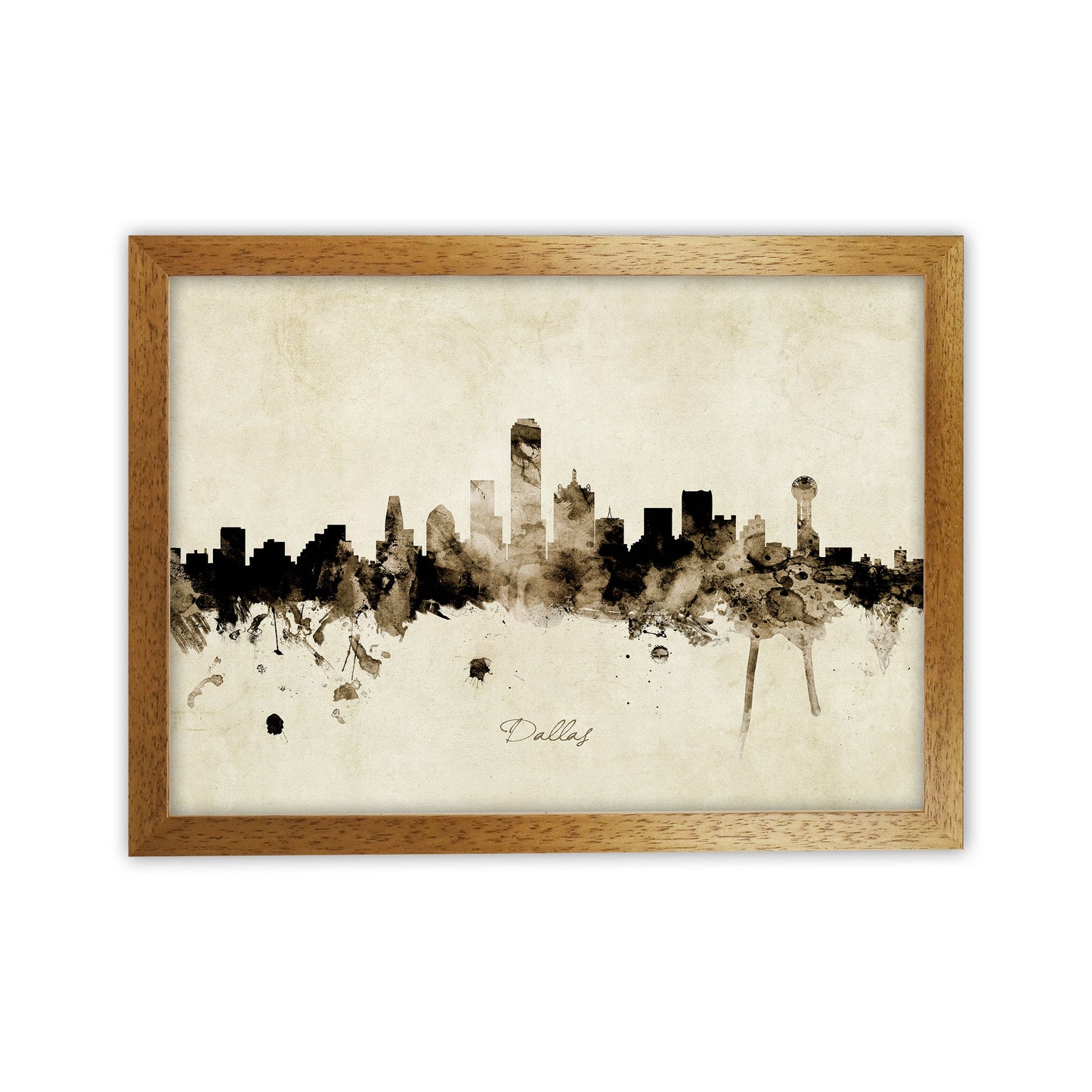 Rynx | Dallas Texas Skyline Vintage Art Print by Michael Tompsett